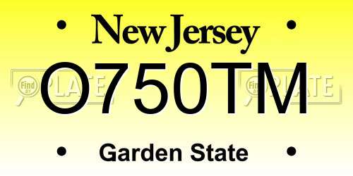 O750TM New Jersey License Plate
