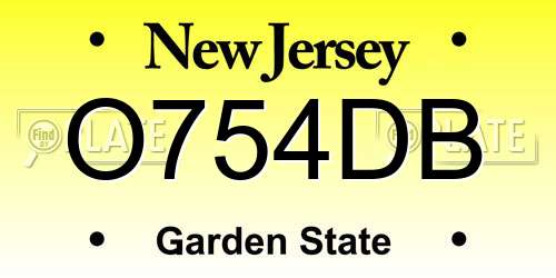 O754DB New Jersey License Plate