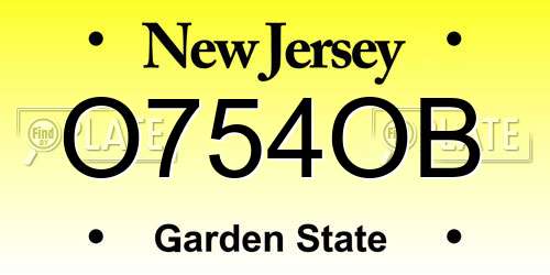 O754OB New Jersey License Plate