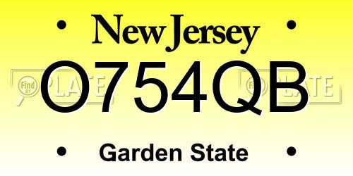 O754QB New Jersey License Plate