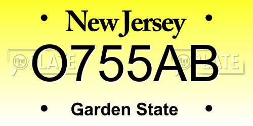 O755AB New Jersey License Plate