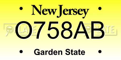 O758AB New Jersey License Plate