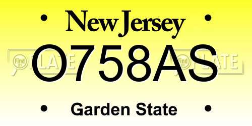 O758AS New Jersey License Plate