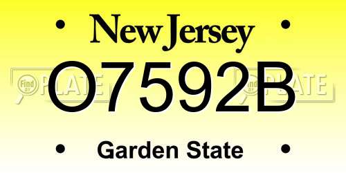 O7592B New Jersey License Plate