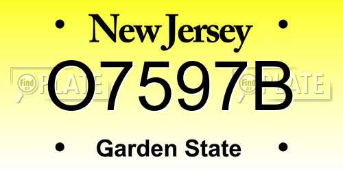 O7597B New Jersey License Plate