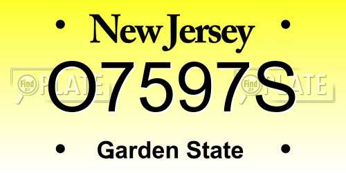 O7597S New Jersey License Plate