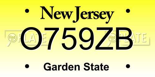 O759ZB New Jersey License Plate