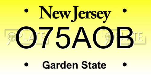 O75AOB New Jersey License Plate