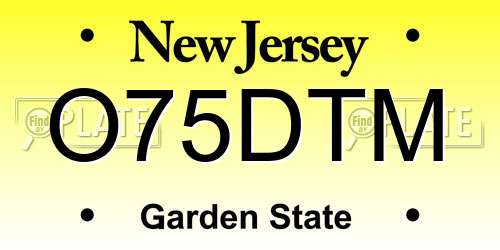 O75DTM New Jersey License Plate