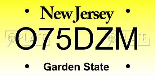 O75DZM New Jersey License Plate