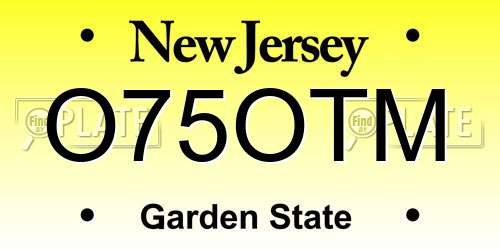 O75OTM New Jersey License Plate