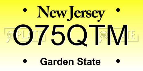 O75QTM New Jersey License Plate