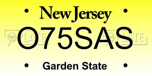 O75SAS New Jersey License Plate