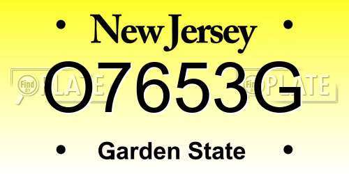 O7653G New Jersey License Plate