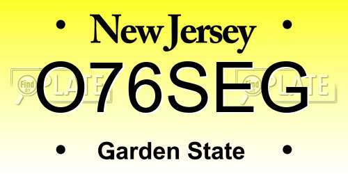 O76SEG New Jersey License Plate