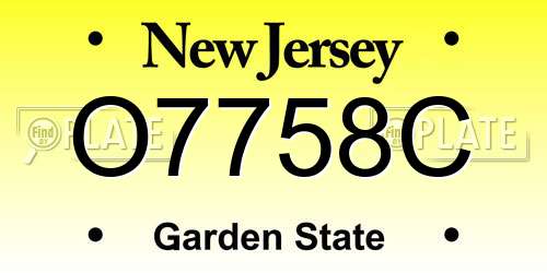 O7758C New Jersey License Plate