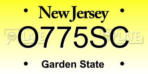 O775SC New Jersey License Plate