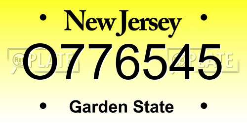 O776545 New Jersey License Plate