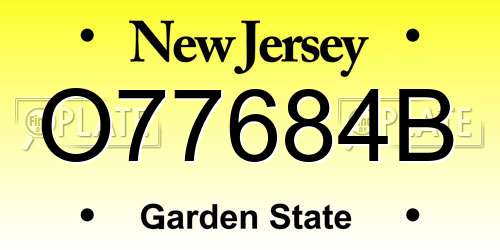 O77684B New Jersey License Plate