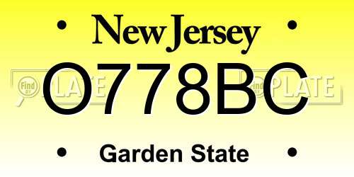 O778BC New Jersey License Plate