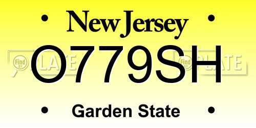 O779SH New Jersey License Plate