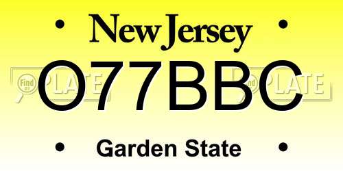 O77BBC New Jersey License Plate