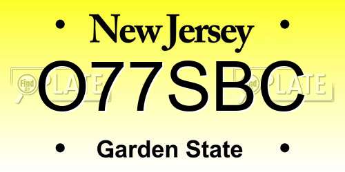 O77SBC New Jersey License Plate