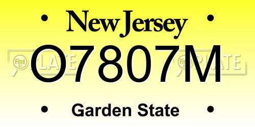 O7807M New Jersey License Plate