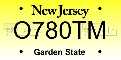 O780TM New Jersey License Plate
