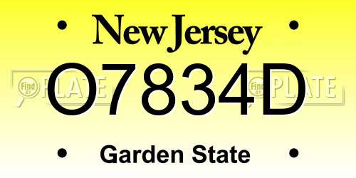 O7834D New Jersey License Plate