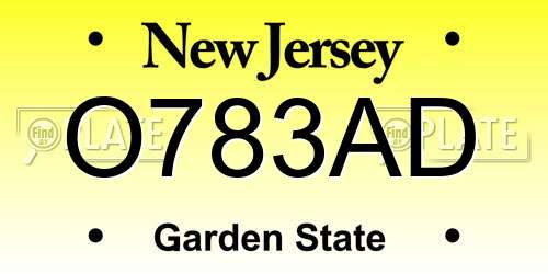 O783AD New Jersey License Plate
