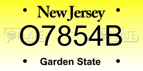 O7854B New Jersey License Plate