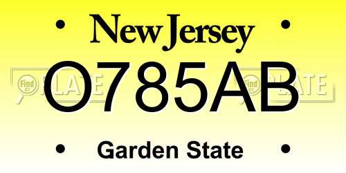 O785AB New Jersey License Plate