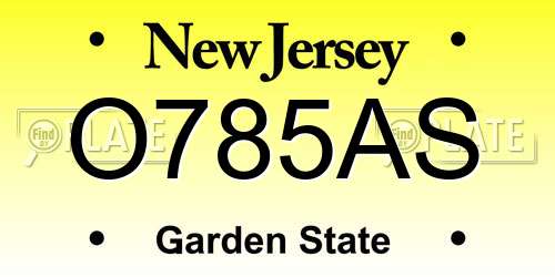 O785AS New Jersey License Plate