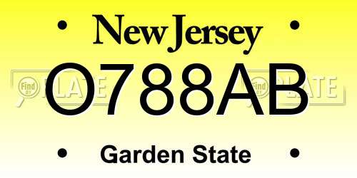 O788AB New Jersey License Plate