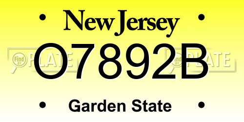 O7892B New Jersey License Plate
