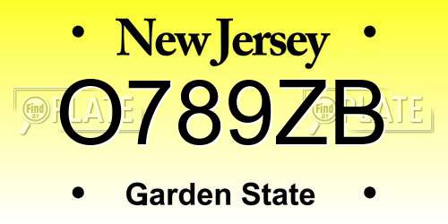 O789ZB New Jersey License Plate