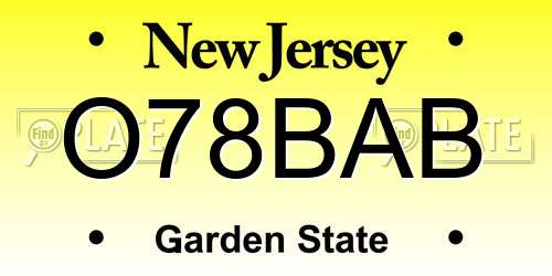 O78BAB New Jersey License Plate