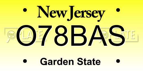 O78BAS New Jersey License Plate
