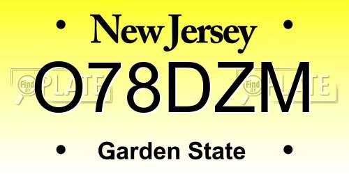 O78DZM New Jersey License Plate
