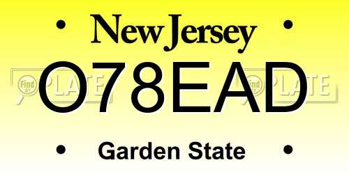 O78EAD New Jersey License Plate