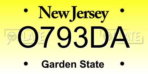 O793DA New Jersey License Plate