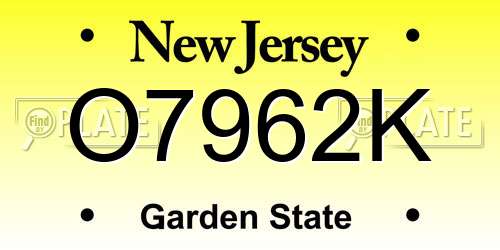 O7962K New Jersey License Plate