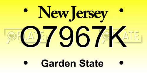 O7967K New Jersey License Plate