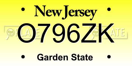 O796ZK New Jersey License Plate