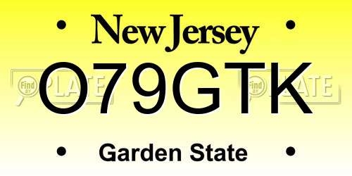 O79GTK New Jersey License Plate