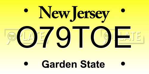 O79TOE New Jersey License Plate
