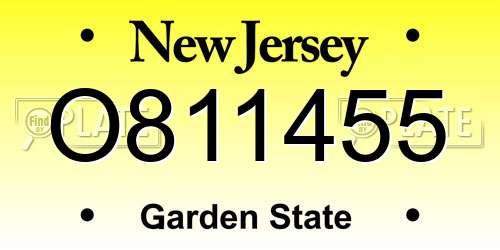 O811455 New Jersey License Plate