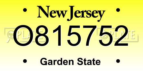 O815752 New Jersey License Plate