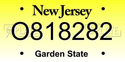 O818282 New Jersey License Plate